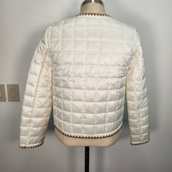J. McLaughlin NWT Danica Quilted Jacket S Egret White Button Closure Embroidered - Picture 3 of 11